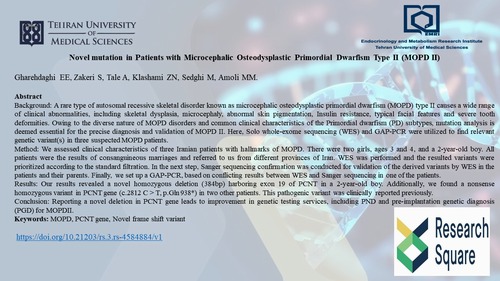 Novel mutation in Patients with Microcephalic Osteodysplastic Primordial Dwarfism Type II (MOPD II)