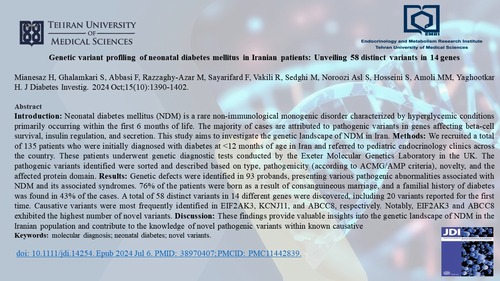 Genetic variant profiling of neonatal diabetes mellitus in Iranian patients: Unveiling 58 distinct variants in 14 genes